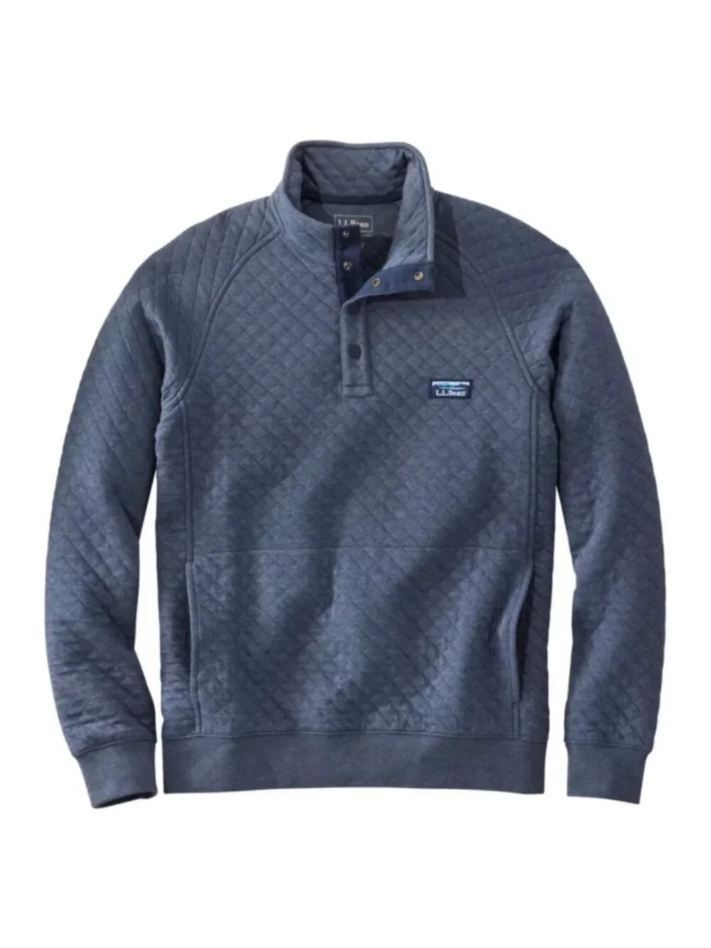 L.L. Bean Men's Men's Quilted Mockneck Sweatshirt Indigo Heather Size XL
